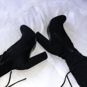 Black Suede Thigh High Boots